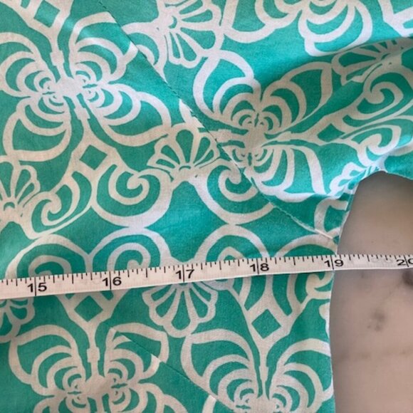 VINEYARD VINES Tunic Dress Geo Torquoise Print Coral Trim V Neck Long Sleeve S - Picture 15 of 17